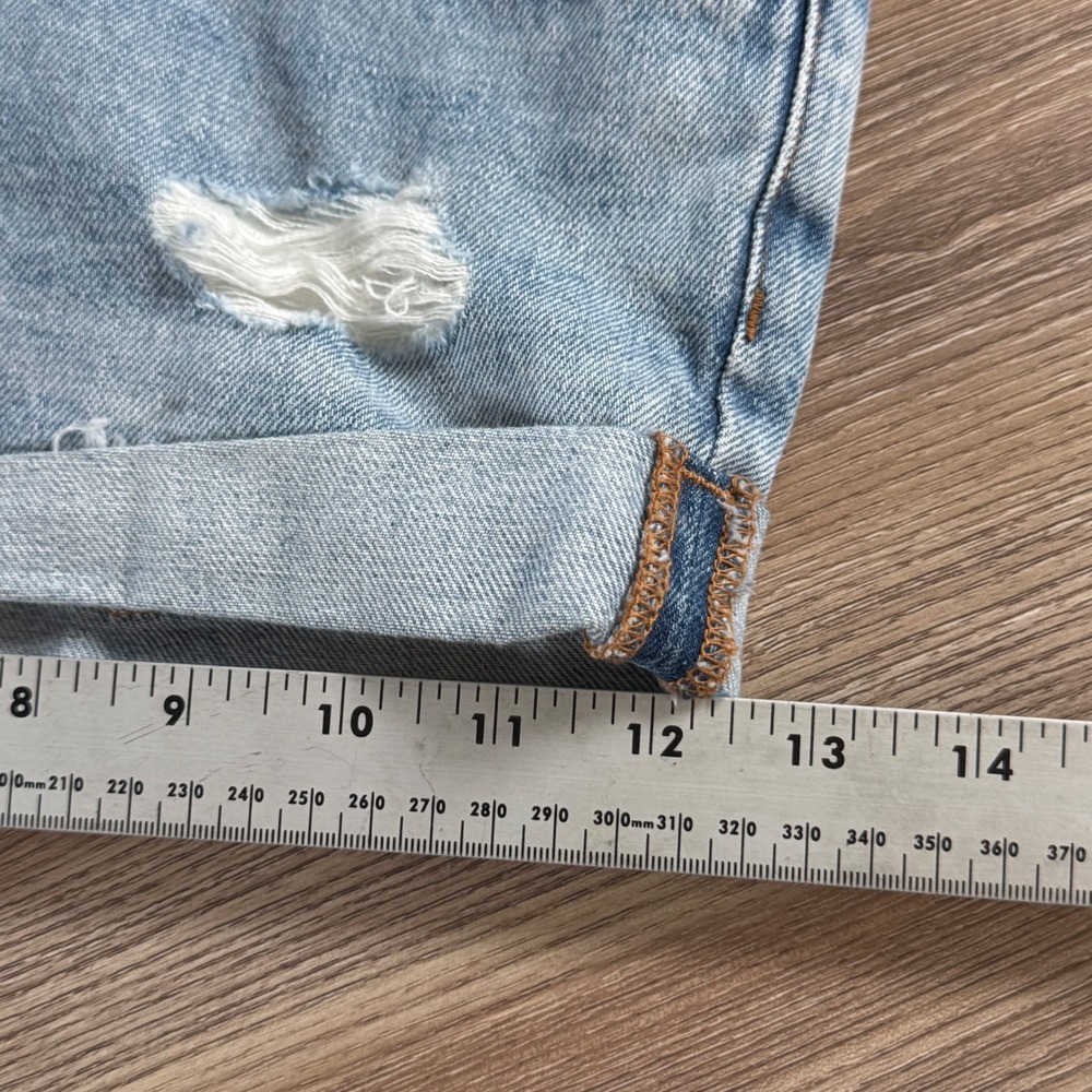 Aviator Nation Denim Shorts Women 28 Light Blue Rainbow Distressed Cuffed Beach - Picture 5 of 11